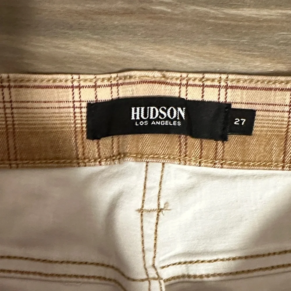 Hudson Women’s Barbara High-Rise Bootcut Jeans in Tan Plaid Size 27 NWT